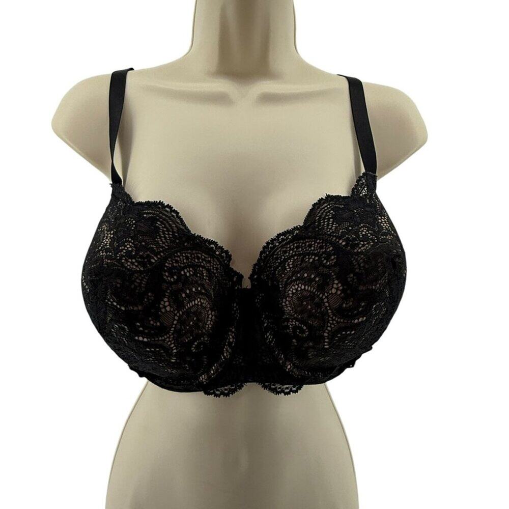 ThirdLove 24/7 Lace Balconette Bra Black Tan Womens 40D